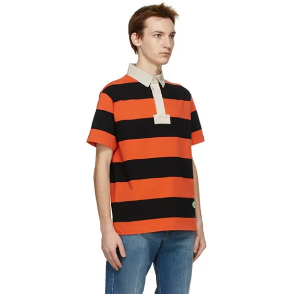 Áo Polo Nam Gucci Orange Striped 211451M212010 Màu Cam Đen Size XS