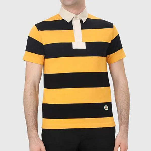 Áo Polo Nam Gucci Striped Shirt In Yellow And Black Màu Vàng Đen Size XS