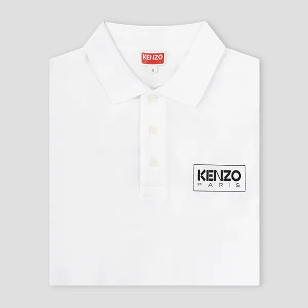Áo Polo Nam Kenzo Paris Classic Logo FC65PO0034PU 01B Màu Trắng Size M