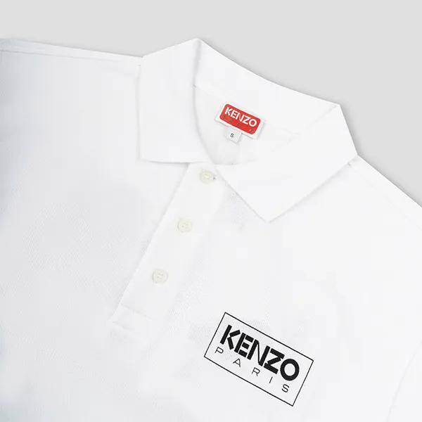 Áo Polo Nam Kenzo Paris Classic Logo FC65PO0034PU 01B Màu Trắng Size M