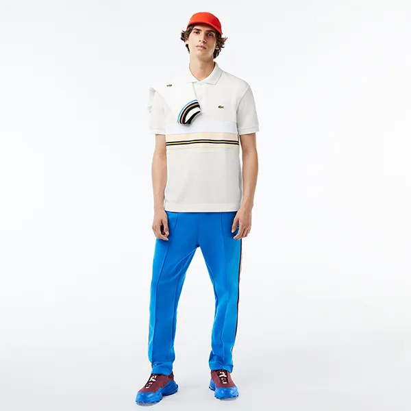 Áo Polo Nam Lacoste Classic Fit French Made Contrast Stripe PH1132 70V Màu Kem Size 4
