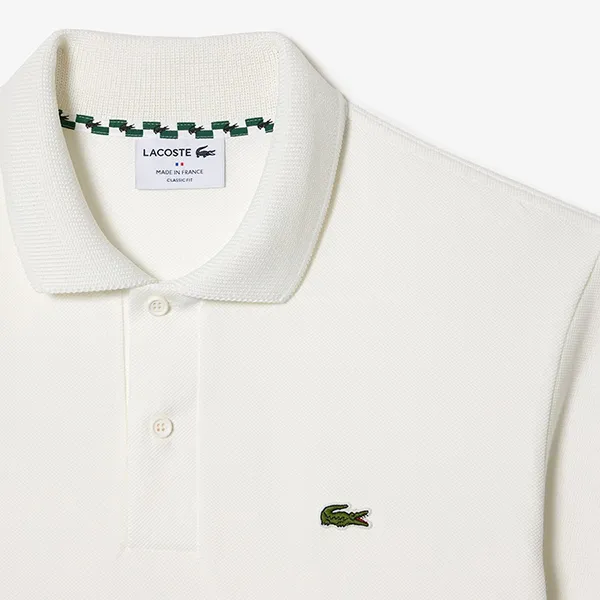 Áo Polo Nam Lacoste Classic Fit French Made Contrast Stripe PH1132 70V Màu Kem Size 4