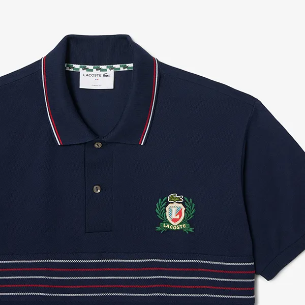 Áo Polo Nam Lacoste Men's Classic Fit L.12.12 Embroidered Shield PH0037 51 166 Màu Xanh Navy Size 5