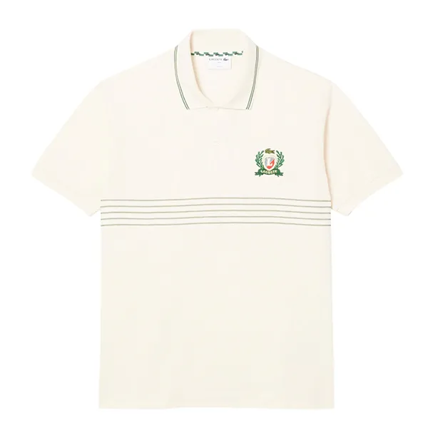 Áo Polo Nam Lacoste Men's Classic Fit L.12.12 Embroidered Shield PH0037 51 XFJ Màu Kem Size 4