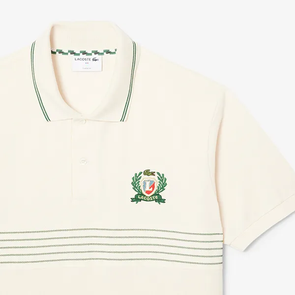 Áo Polo Nam Lacoste Men's Classic Fit L.12.12 Embroidered Shield PH0037 51 XFJ Màu Kem Size 4