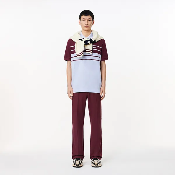 Áo Polo Nam Lacoste Men's Classic Fit Made In France PH8135 IT6 Màu Xanh Phối Đỏ Size 4