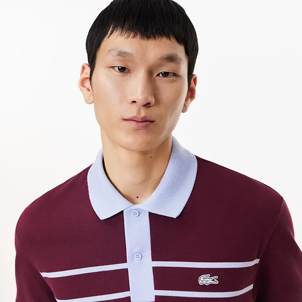 Áo Polo Nam Lacoste Men's Classic Fit Made In France PH8135 IT6 Màu Xanh Phối Đỏ Size 4