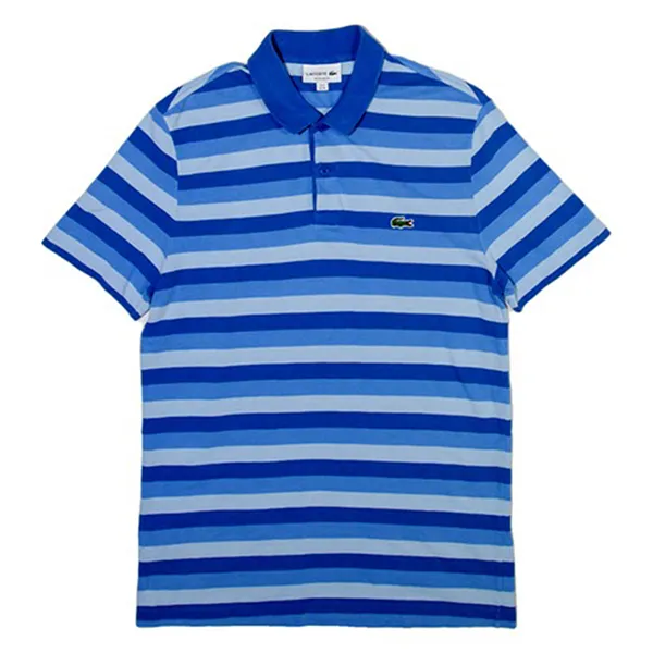 Áo Polo Nam Lacoste Men’s Shirt Blue Striped Regular Màu Xanh Kẻ Size 3