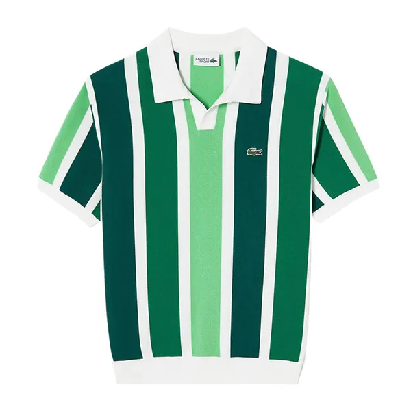Áo Polo Nam Lacoste Men's Striped Short Sleeve AH700E 132 Màu Trắng Phối Xanh Green Size 4