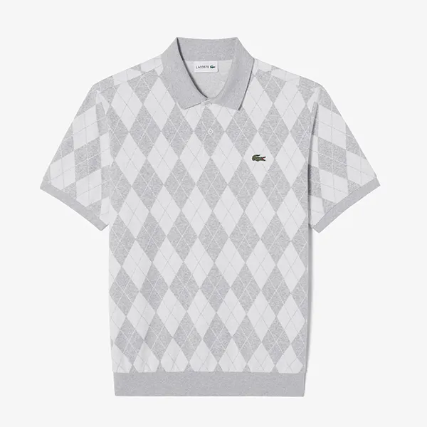 Áo Polo Nam Lacoste Regular Fit PH088E CCA Màu Xám Kẻ Size 4