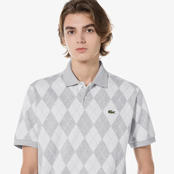 Áo Polo Nam Lacoste Regular Fit PH088E CCA Màu Xám Kẻ Size 4
