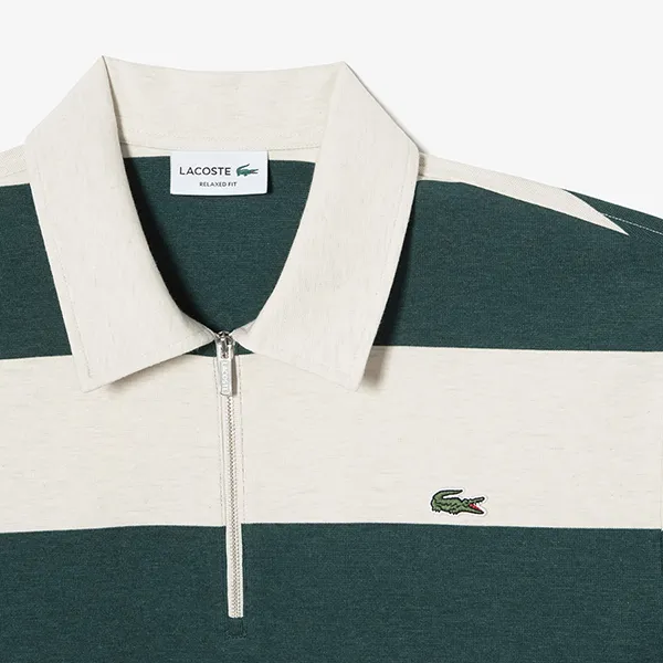Áo Polo Nam Lacoste Relaxed Fit PH3112 YZP Màu Xanh Phối Trắng Size 3