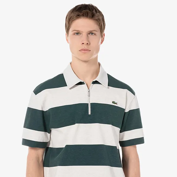 Áo Polo Nam Lacoste Relaxed Fit PH3112 YZP Màu Xanh Phối Trắng Size 3