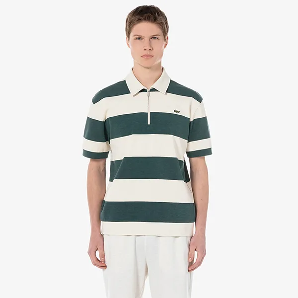 Áo Polo Nam Lacoste Relaxed Fit PH3112 YZP Màu Xanh Phối Trắng Size 3
