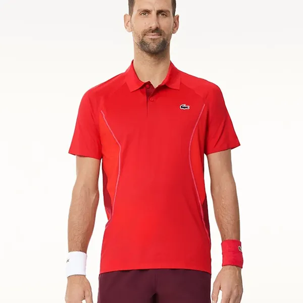 Áo Polo Nam Lacoste Ultra-Dry Lacoste Tennis x Novak Djokovic DH7311-52 F8M Màu Đỏ Size 5