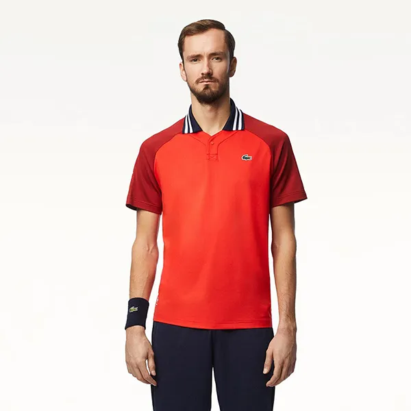 Áo Polo Nam Lacoste X Daniil Medvedev Ultra Dry Slim Fit Tennis Shirt DH7381 54G IRW Màu Đỏ Size 4