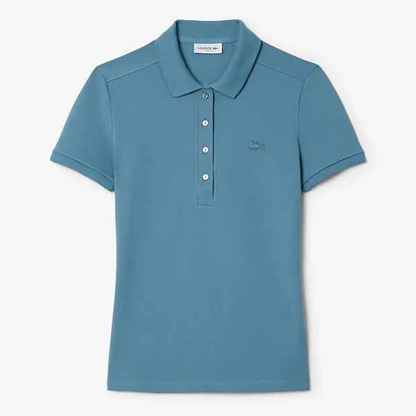 Áo Polo Nữ Lacoste L.12.D Slim Fit Stretch Mini Piqué PF5462 HD9 Màu Xanh Blue Size 34