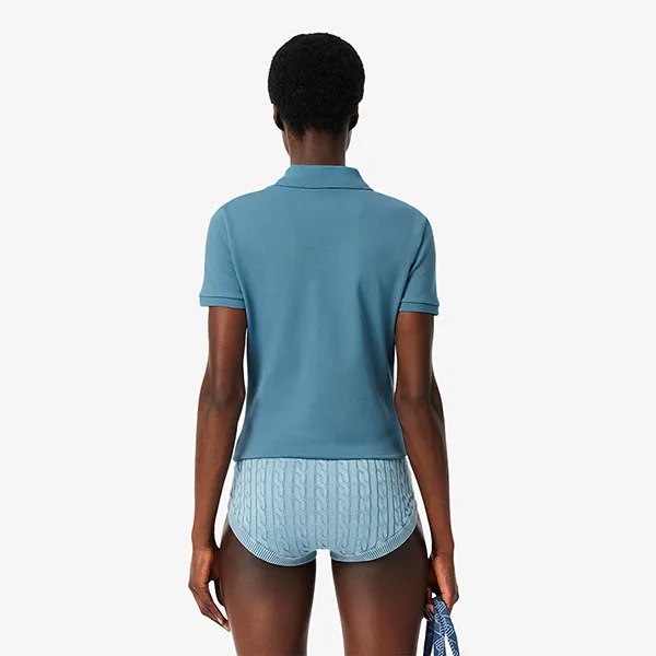 Áo Polo Nữ Lacoste L.12.D Slim Fit Stretch Mini Piqué PF5462 HD9 Màu Xanh Blue Size 34