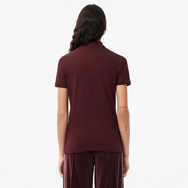 Áo Polo Nữ Lacoste L.12.D Slim Fit Stretch Piqué PF5462 BZD Màu Đỏ Đô Size 34
