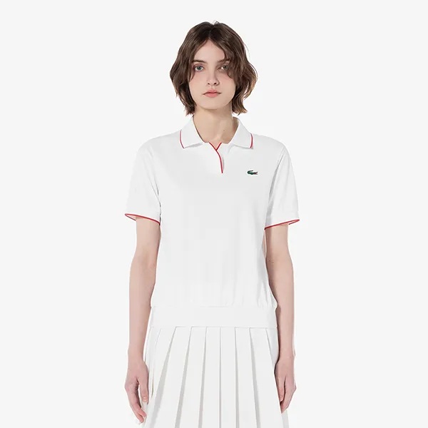 Áo Polo Nữ Lacoste Open Collar Short Sleeve Polo PF105E 54G 70V Màu Trắng Size 36