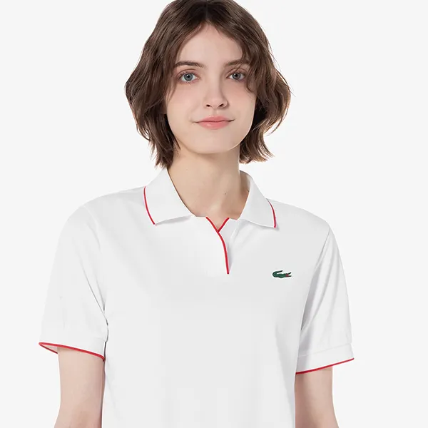 Áo Polo Nữ Lacoste Open Collar Short Sleeve Polo PF105E 54G 70V Màu Trắng Size 36