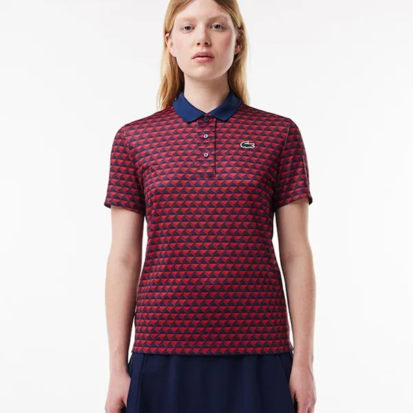 Áo Polo Nữ Lacoste Regular Fit UV Protect Golf PF7453 IKL Màu Đỏ Size 36