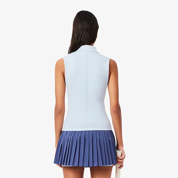 Áo Polo Nữ Lacoste Sleeveless Stretch Knit Tennis Polo Shirt PF0614 51 T01 Màu Xanh Nhạt Size 38-40