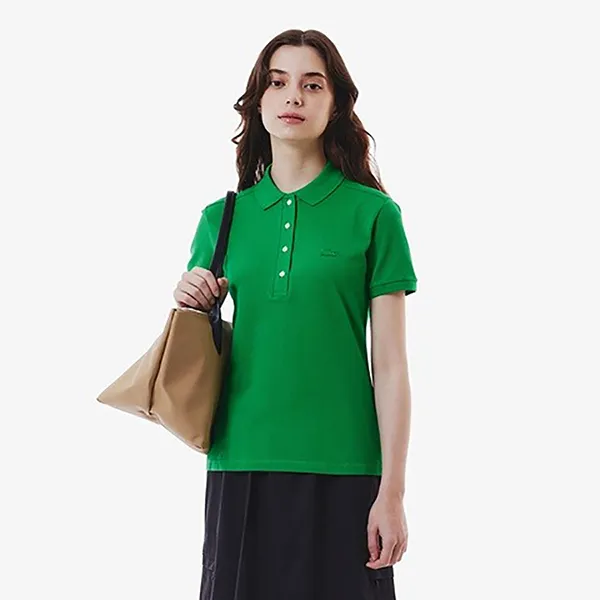 Áo Polo Nữ Lacoste Slim Fit Stretch PF5462J-99 Màu Xanh Green Size 34