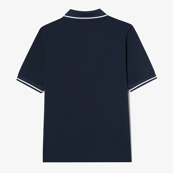 Áo Polo Nữ Lacoste Textured Semi-zip Polo DF403E 54G 166 Màu Xanh Navy Size 34