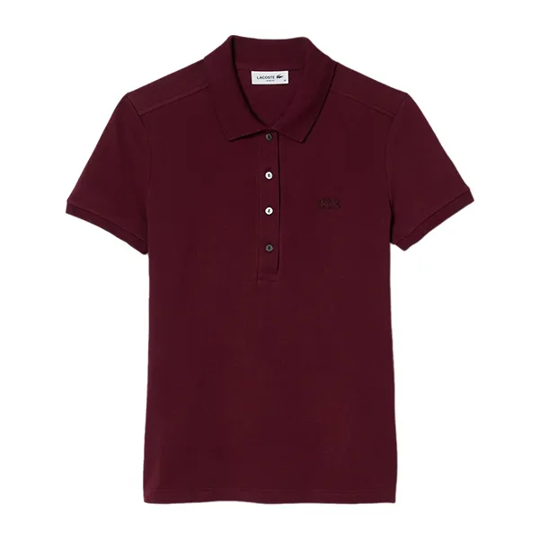 Áo Polo Nữ Lacoste Women's L.12.D Slim Fit Stretch Mini Piqué Polo PF5462-51 YUP Màu Đỏ Thẫm Size 38