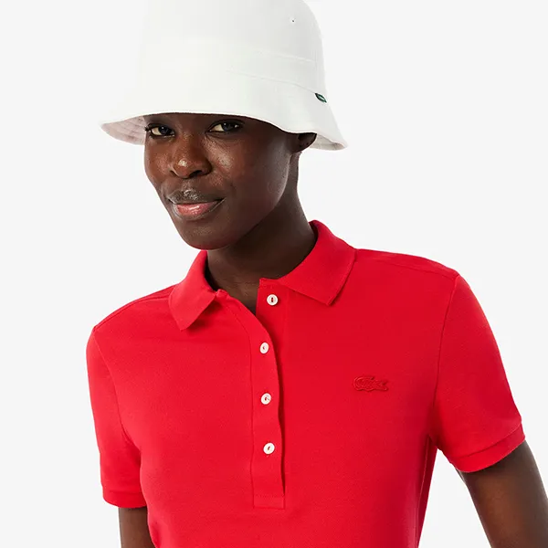 Áo Polo Nữ Lacoste Women's L.12.D Slim Fit Stretch Mini Piqué Polo PF5462 51 ZBG Màu Đỏ Size 34