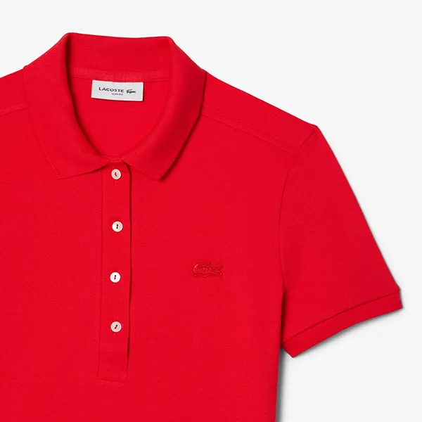 Áo Polo Nữ Lacoste Women's L.12.D Slim Fit Stretch Mini Piqué Polo PF5462 51 ZBG Màu Đỏ Size 34