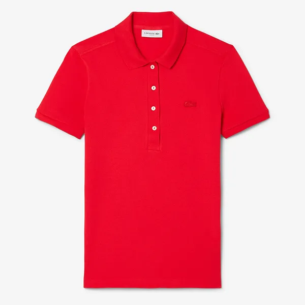 Áo Polo Nữ Lacoste Women's L.12.D Slim Fit Stretch Mini Piqué Polo PF5462 51 ZBG Màu Đỏ Size 34
