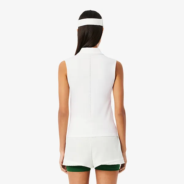 Áo Polo Nữ Lacoste Women's Sleeveless Stretch Knit Tennis PF0614 51 001 Màu Trắng Size 42