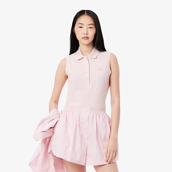 Áo Polo Nữ Lacoste Women's Slim Fit L.12.D Sleeveless Stretch PF5445 51 ADY Màu Hồng Size 38