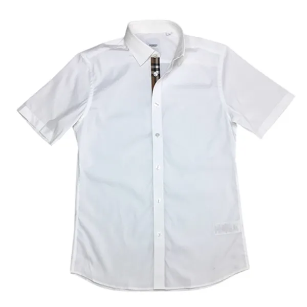 Áo Sơ Mi Cộc Tay Nam Burberry White Check Short Sleeved Shirt Màu Trắng Size XS