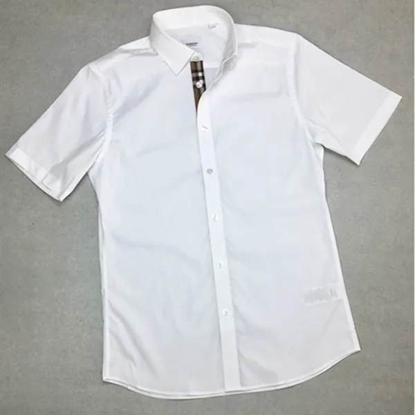 Áo Sơ Mi Cộc Tay Nam Burberry White Check Short Sleeved Shirt Màu Trắng Size XS