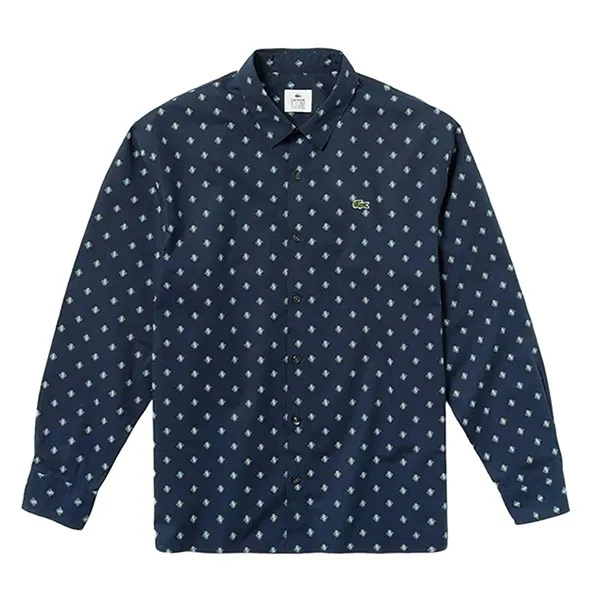 Áo Sơ Mi Dài Tay Nam Lacoste Men's Paisley Long Sleeve Shirt Màu Xanh Đen Size 41