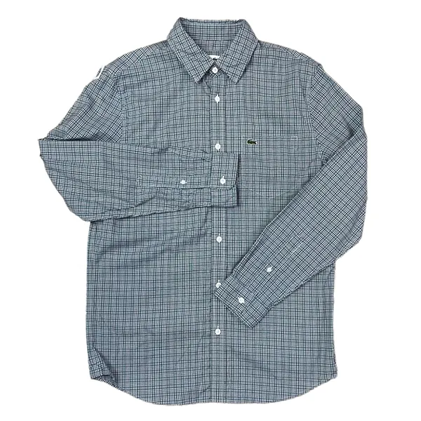 Áo Sơ Mi Dài Tay Nam Lacoste Regular Fit Check Print Shirt Màu Xám Size 39