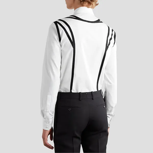 Áo Sơ Mi Nam Alexander McQueen Harness Graphic-Print Long Sleeve Shirt White 774406 QNAAD 9000 Màu Trắng Size 15+