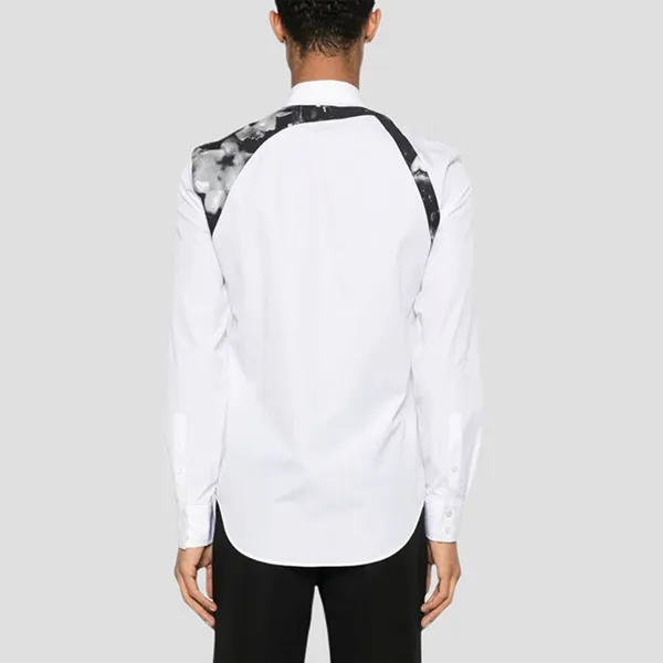 Áo Sơ Mi Nam Alexander McQueen Harness Wax Flower-print shirt 795126 QNAAD 9000 Màu Trắng Size 15