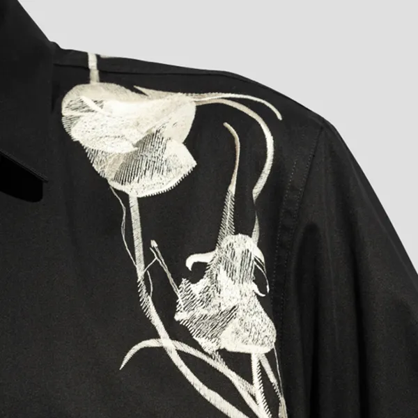 Áo Sơ Mi Nam Alexander McQueen Printed Harness Cotton Sateen Shirt Black 795131 QNAAR 1001 Màu Đen Size 15+