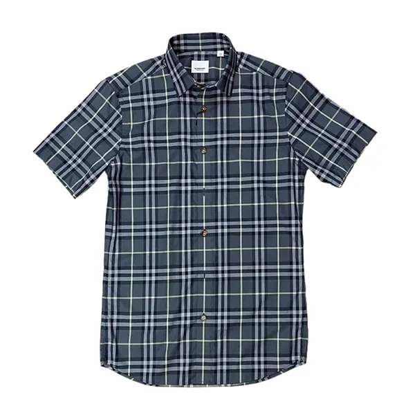 Áo Sơ Mi Nam Burberry BBR Short-Sleeve Kẻ Phối Màu Size XS