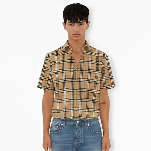 Áo Sơ Mi Nam Burberry Beige With Vintage Check Printed 80795891 Màu Be Kẻ Size XS