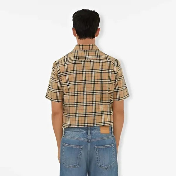 Áo Sơ Mi Nam Burberry Beige With Vintage Check Printed 80795891 Màu Be Kẻ Size XS