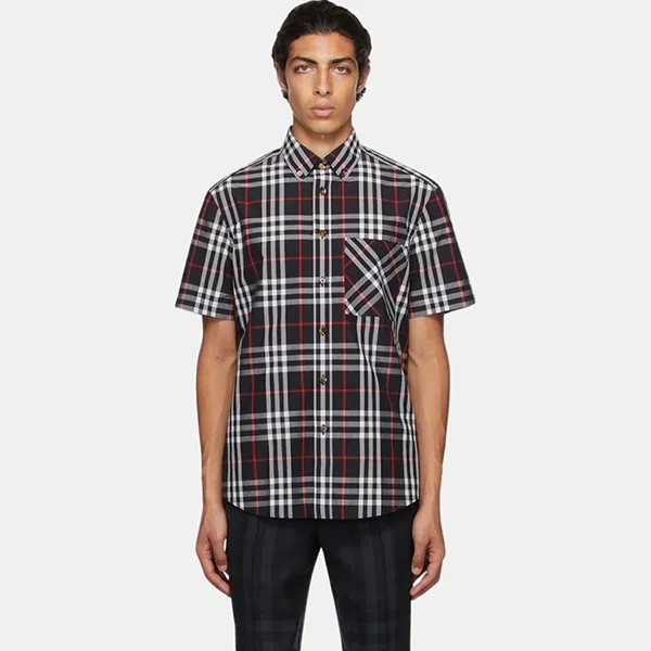 Áo Sơ Mi Nam Burberry Short-Sleeve Shirt 8043337 Kẻ Caro Size S