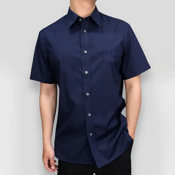 Áo Sơ Mi Nam Burberry Square Logo Embroidered Shirt 8061862 Màu Xanh Navy Size M