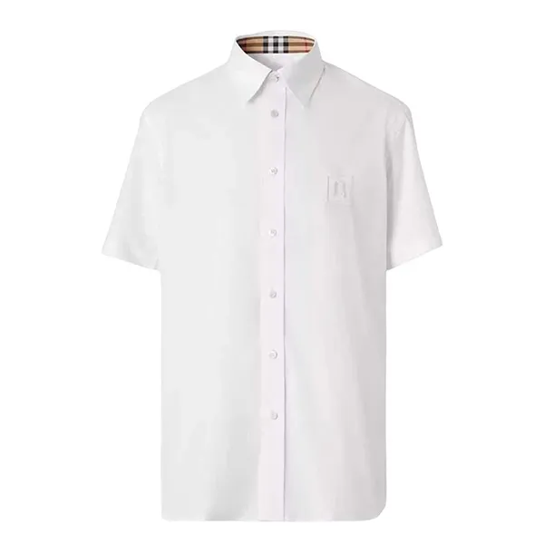 Áo Sơ Mi Nam Burberry Square Logo Embroidered Shirt 8061864 Màu Trắng Size M