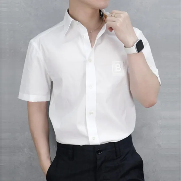 Áo Sơ Mi Nam Burberry Square Logo Embroidered Shirt 8061864 Màu Trắng Size M