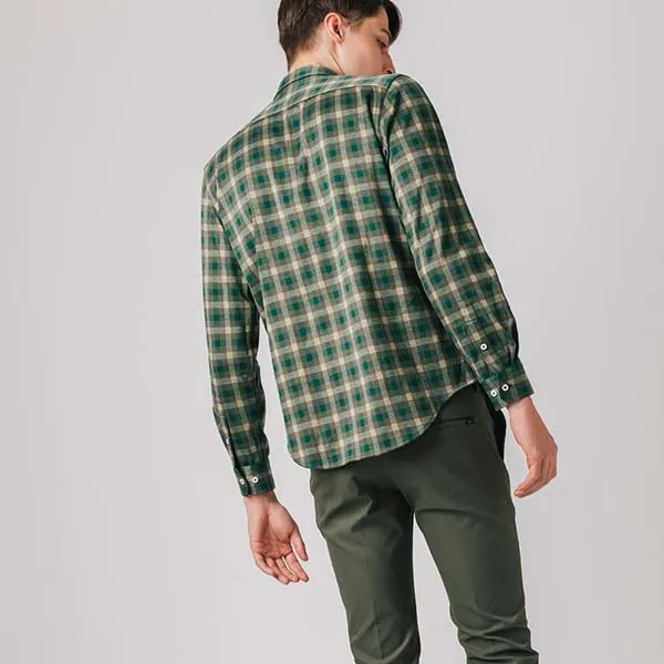 Áo Sơ Mi Nam Lacoste Jersey Flannel Check Shirt CH0732 Màu Xanh Lá Size 38